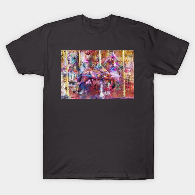 Carousel Horse Expressionist Painting T-Shirt by BonBonBunny